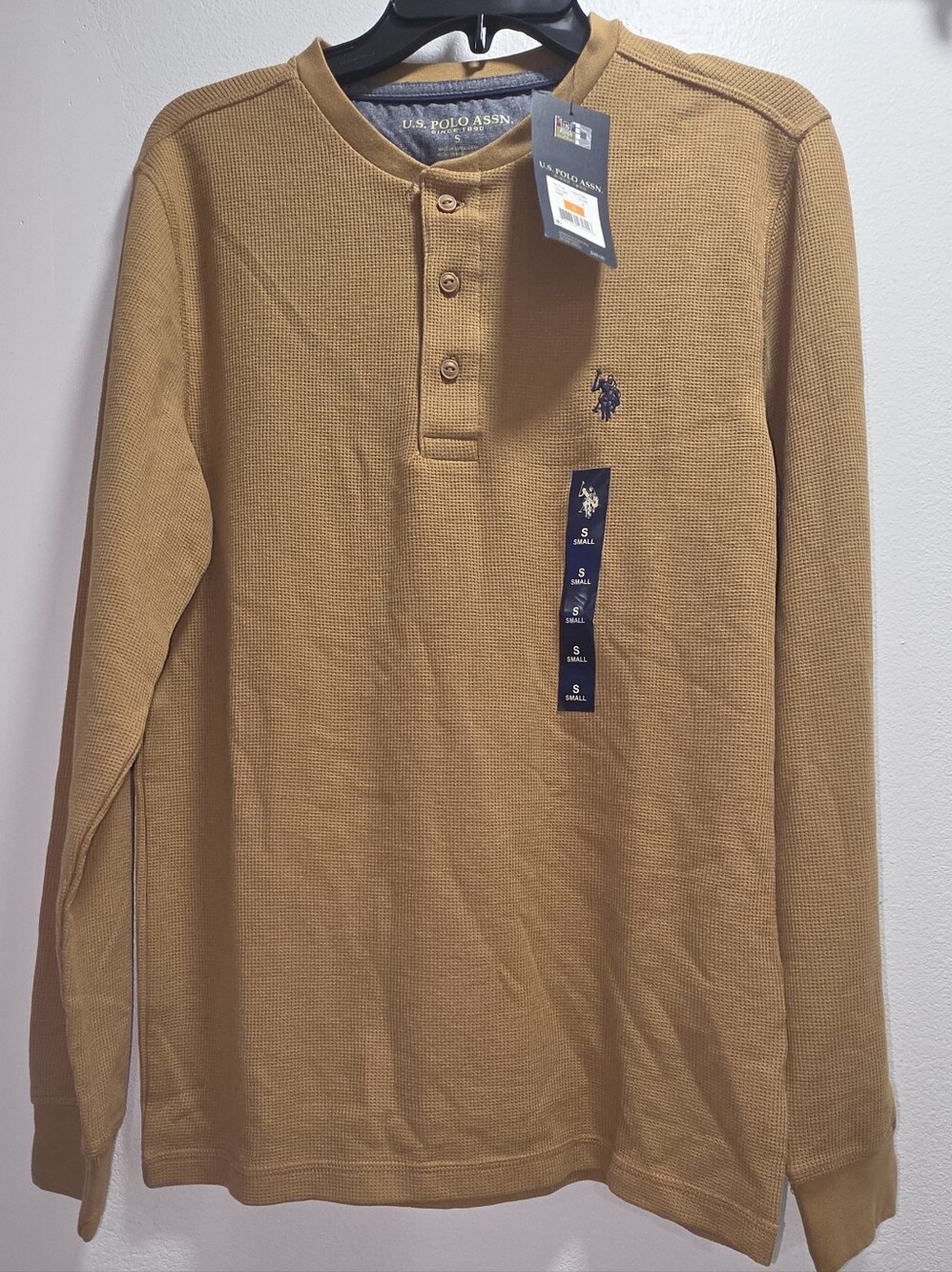 U.S. Polo Assn. Men’s Long-Sleeve Waffle Henley - Camel Brown